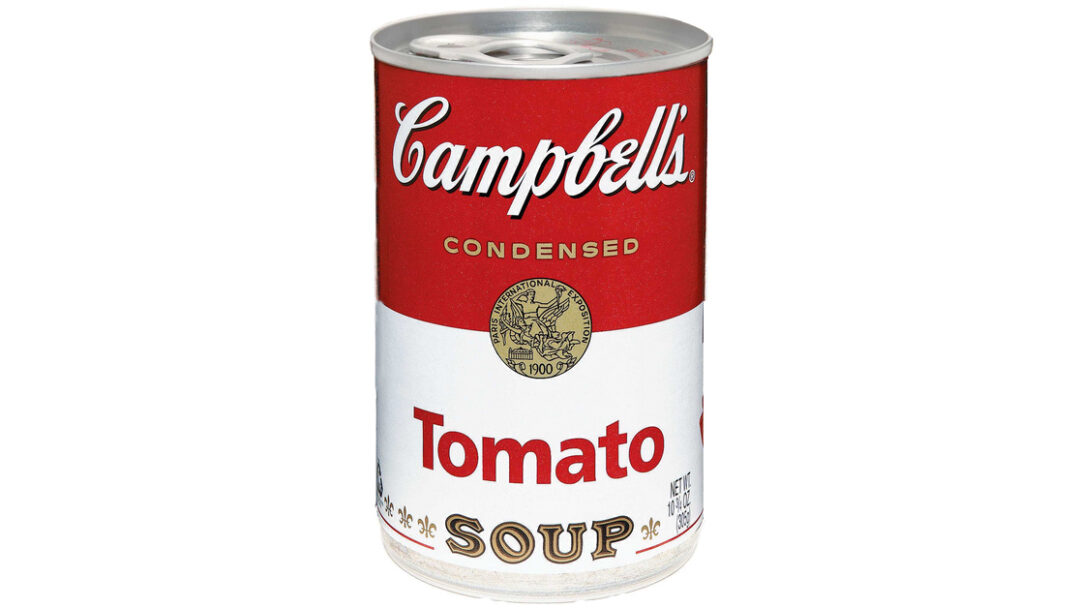 The iconic red-and-whiite Campbell's soup labelsoup