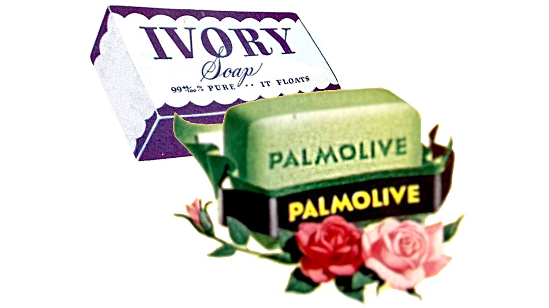 Images of Palmolive and Ivory bars of soap